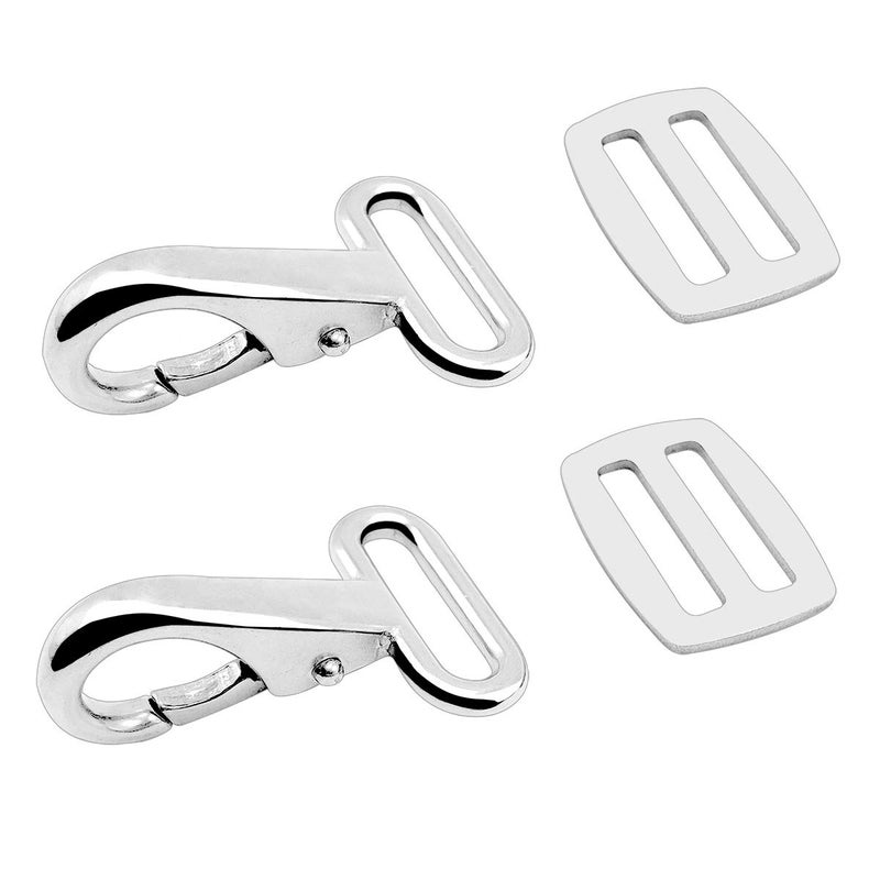 Amadget 316 Stainless Steel Bimini Strap Snaps Hooks and Sliders for 1" Straps, Bimini Top Boat top (2 PCS Hooks and 2 PCS Sliders) - Image 1